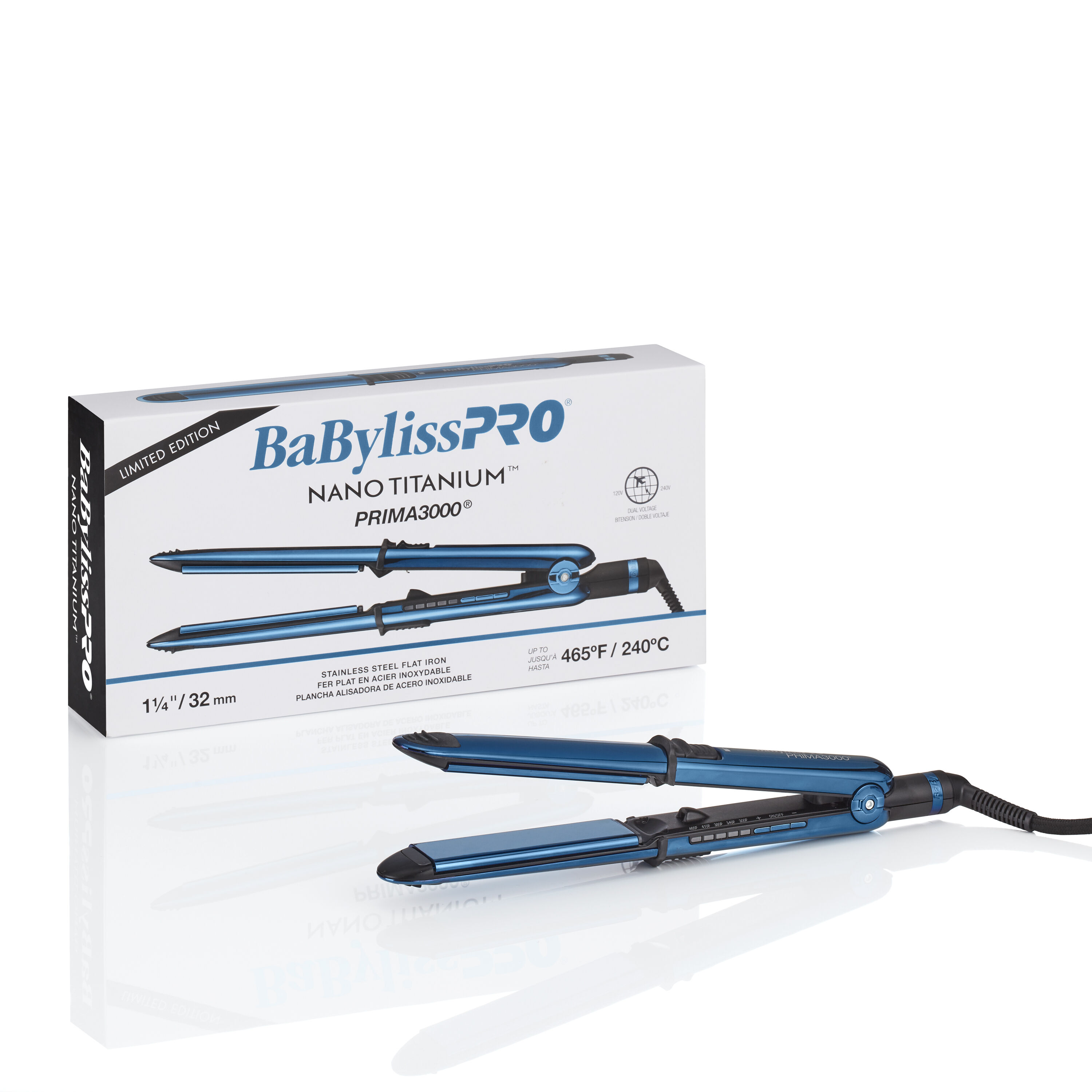 BaBylissPRO Nano Titanium Limited Edition Black Blue 1 1 4 Prima3000 Styling Iron