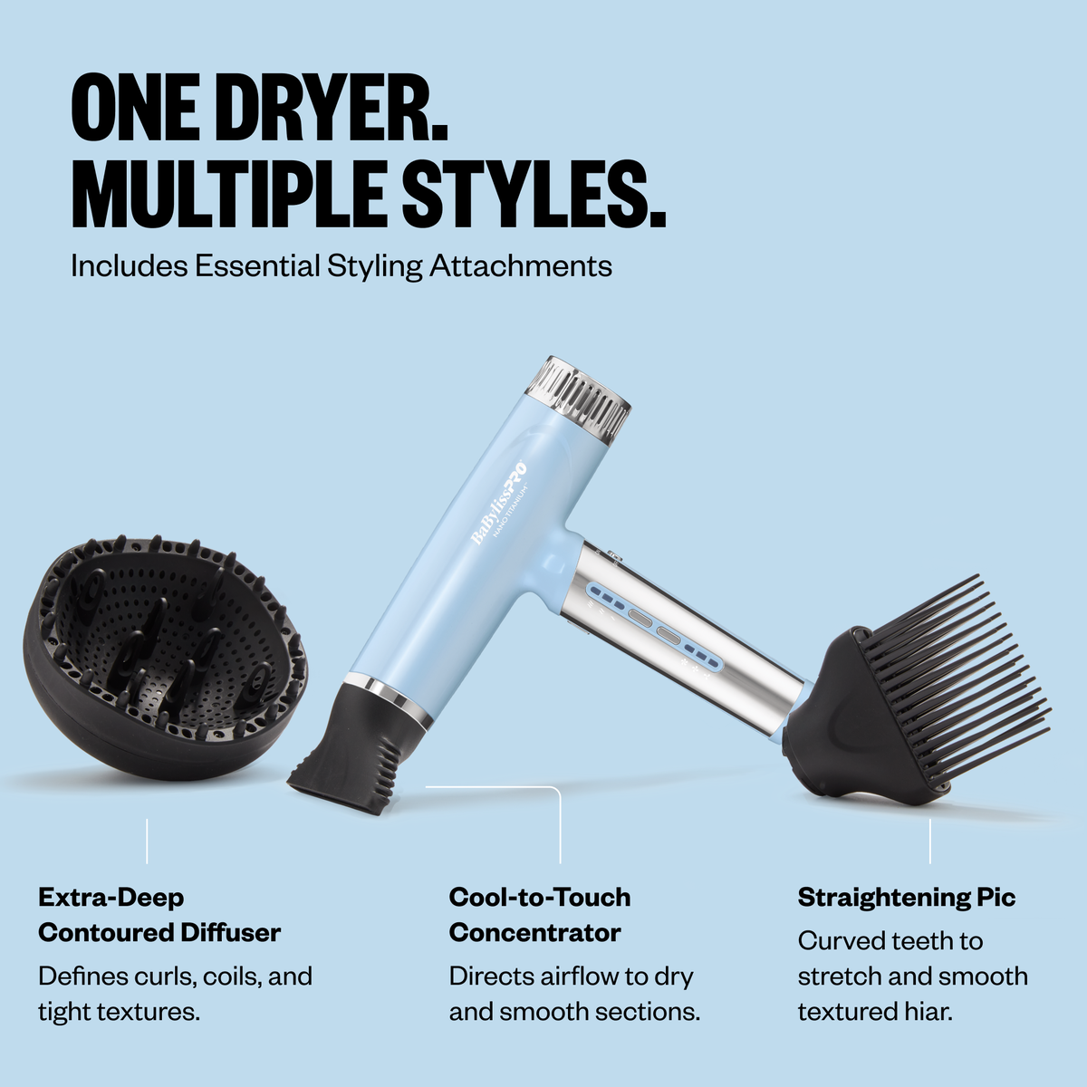 Secador iónico liviano Nano BaBylissPRO® Nano Titanium™, de edición limitada (azul hielo)