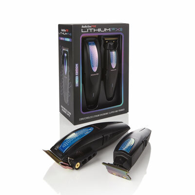 BaByliss PRO Black FX Boost+ Limited Edition Clipper & Trimmer Set w/  Charging Base (FXHOLPKCTB-B)