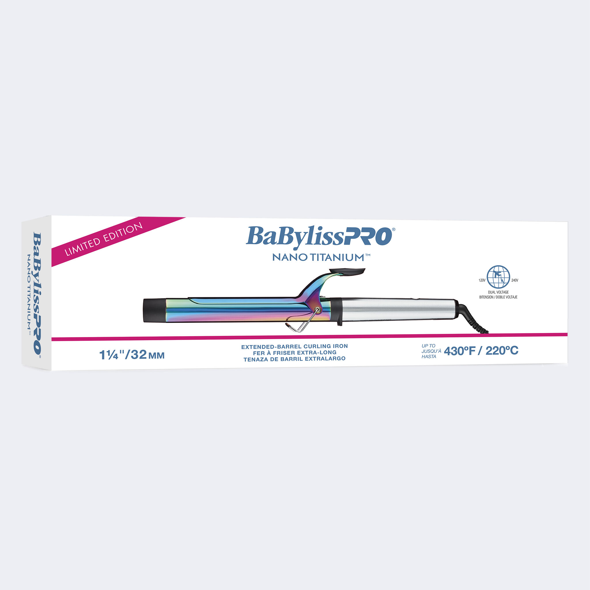 BaBylissPRO Nano Titanium Limited Edition Iridescent 1 Extended Barrel Curling Iron