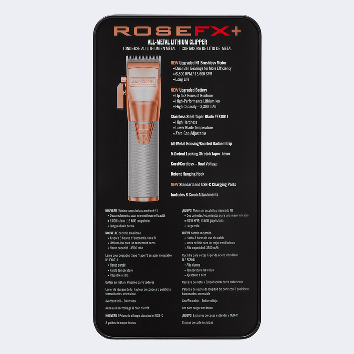 Cortadora de cabello completamente de metal de litio BaBylissPRO® RoseFX+
