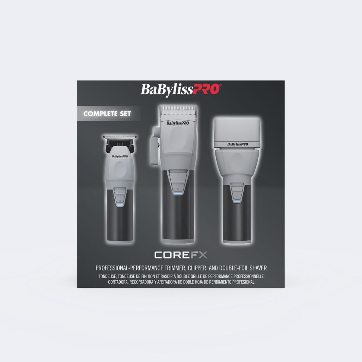 Juego de cortadora de cabello, recortadora y afeitadora de doble hoja BaBylissPRO® CoreFX