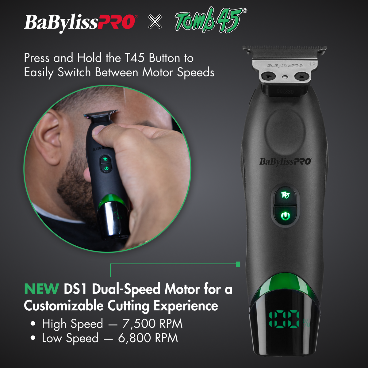 BaBylissPRO&reg; x Tomb45&reg; Wireless-Charging Trimmer