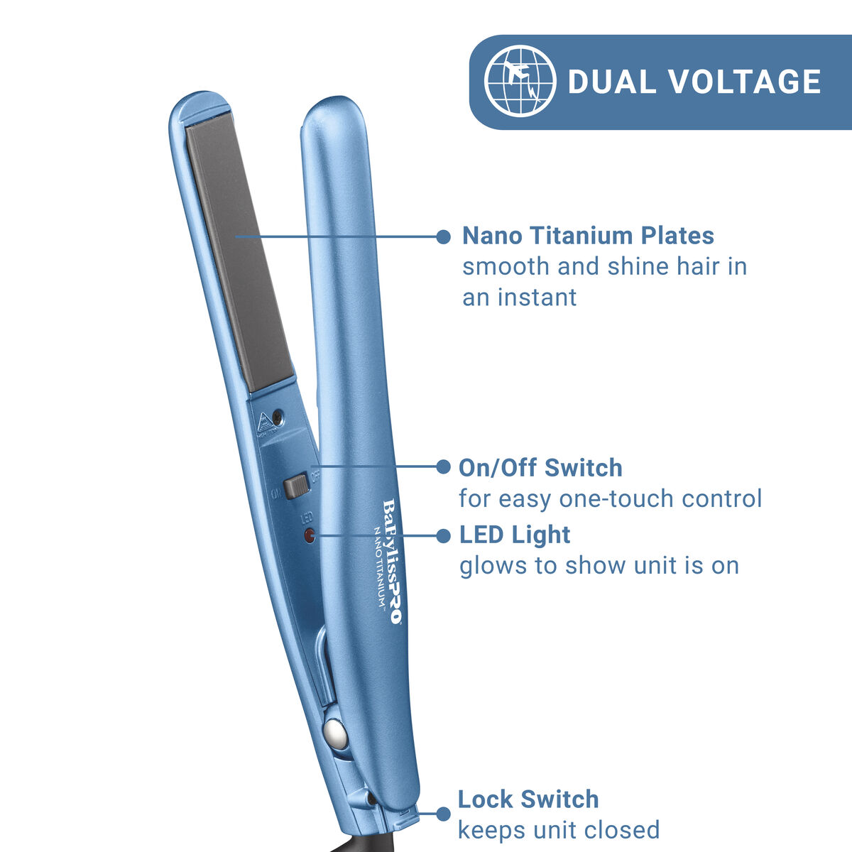 Juego de planchas alisadora ultradelgadas de 1 in y 3/4 in BaBylissPRO® Nano Titanium™