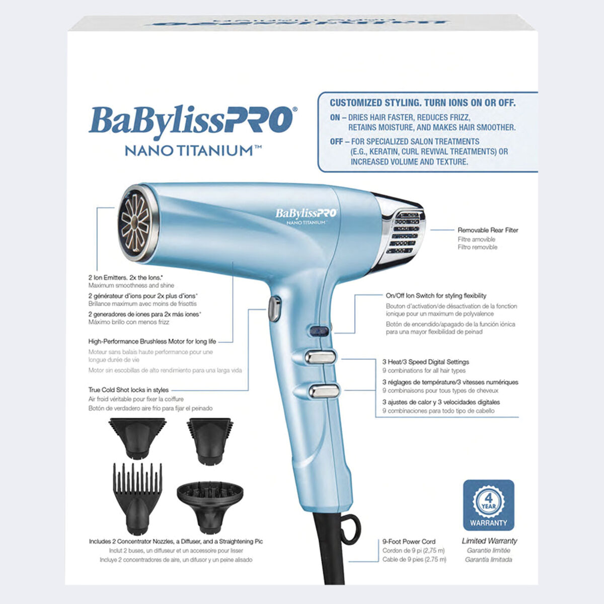 BaBylissPRO&reg; Nano Titanium&trade; Professional High-Speed Dual Ionic Dryer