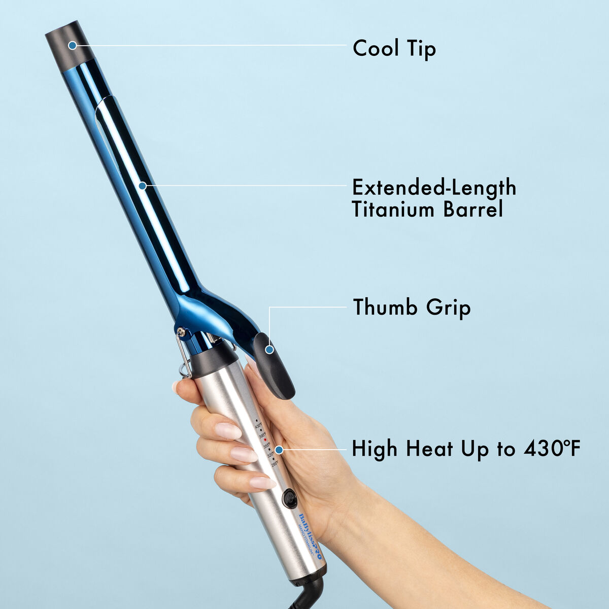 BaBylissPRO&reg; Nano Titanium&trade; 1" Extended Barrel Curling Iron