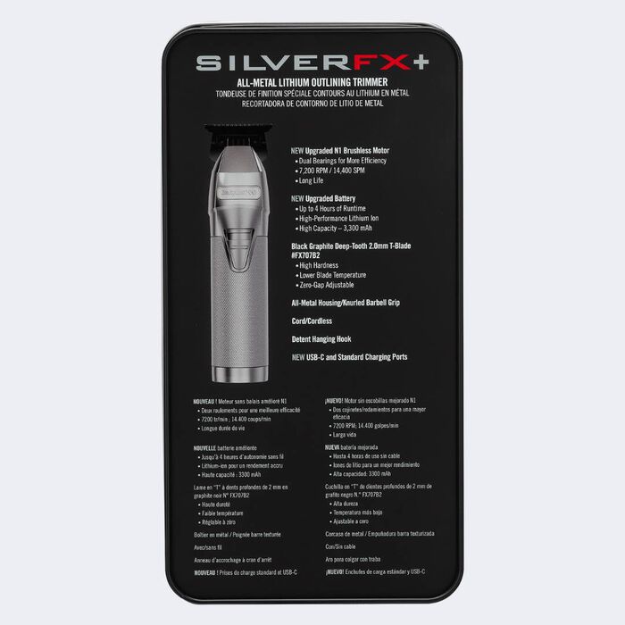 Recortadora de contorno completamente metálica de litio BaBylissPRO® SilverFX+