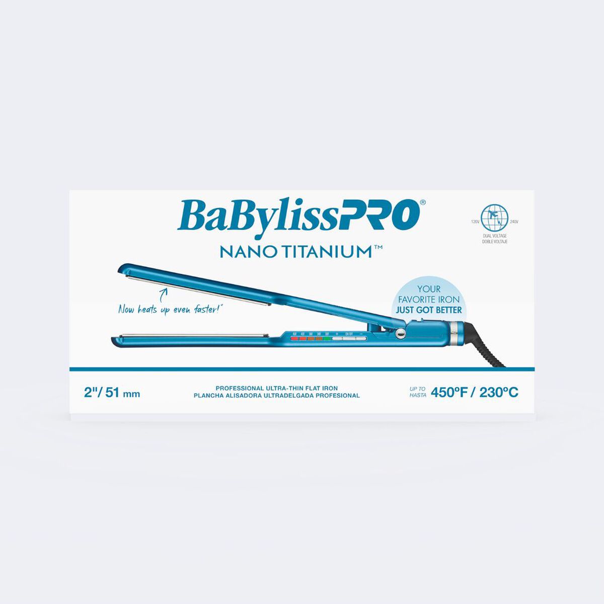Plancha alisadora ultradelgada digital de 2 in BaBylissPRO® Nano Titanium™