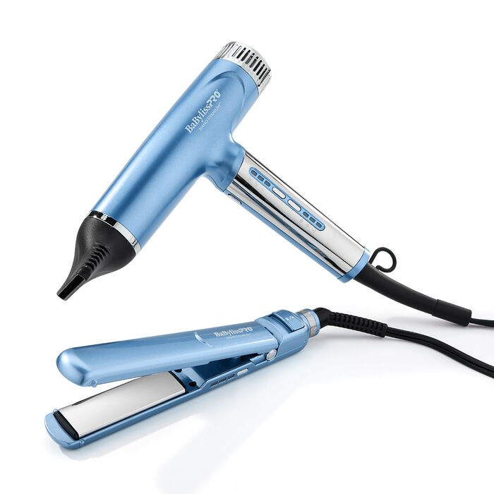 Juego de secador ultraligero profesional Nano Light y plancha alisadora ultradelgada compacta de 1 in BaBylissPRO® Nano Titanium™ - Edición limitada