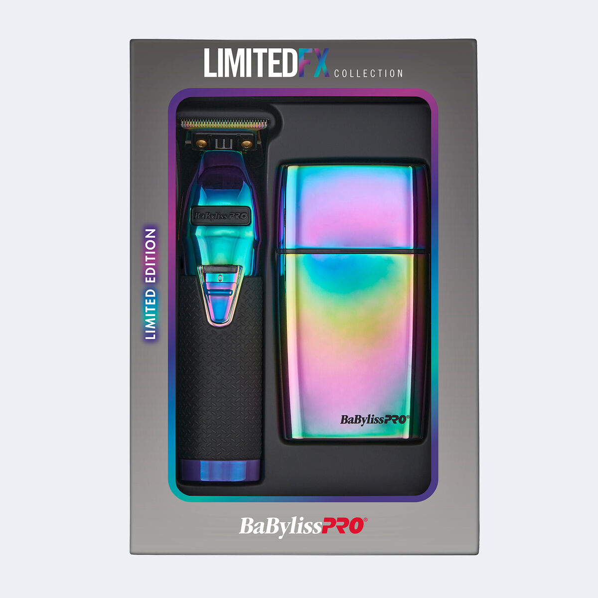 Juego de recortadora y afeitadora de doble hoja BaBylissPRO® LimitedFX, en iridiscente