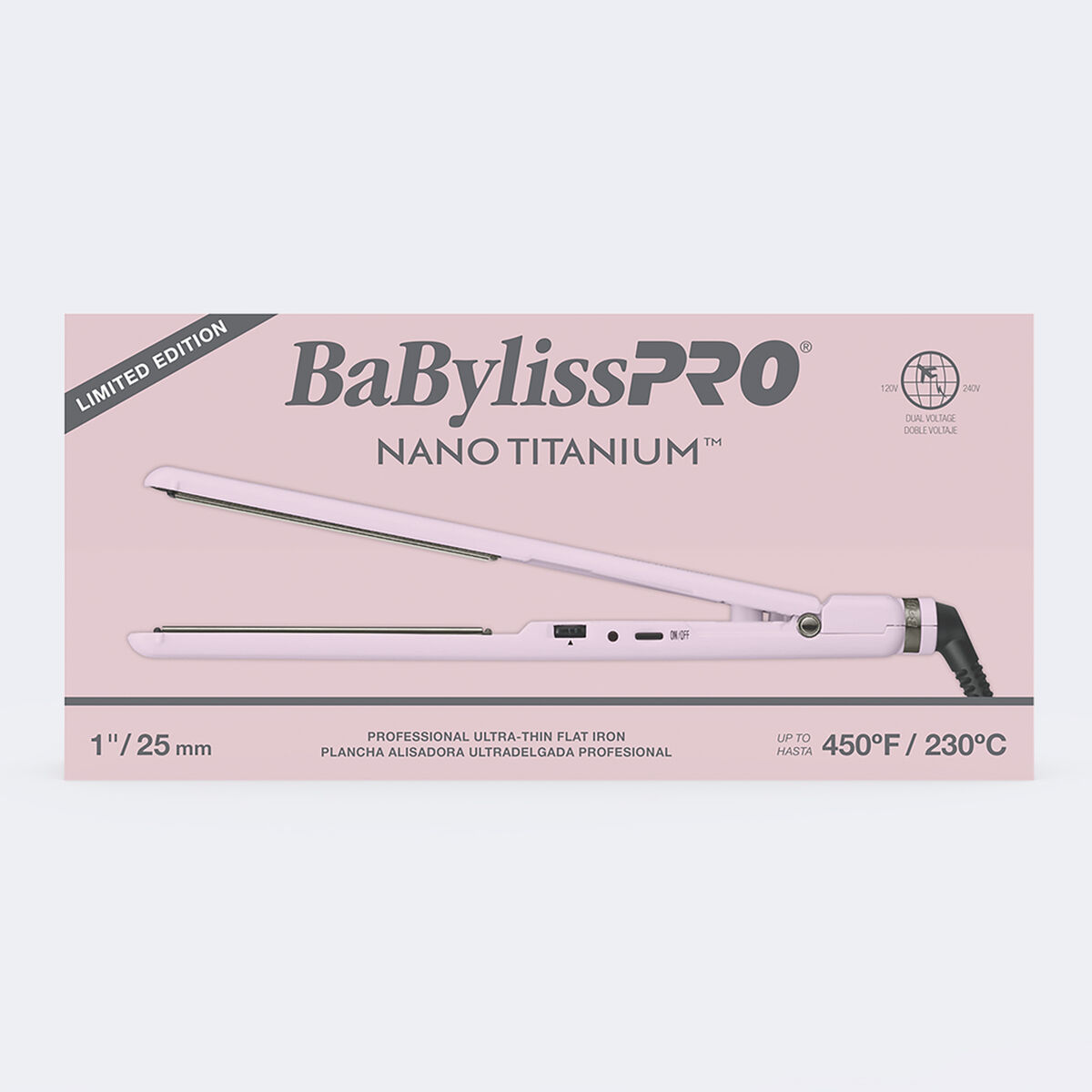 BaBylissPRO&reg; Nano Titanium&trade; Limited Edition 1" Ultra-Thin Flat Iron (Pink)