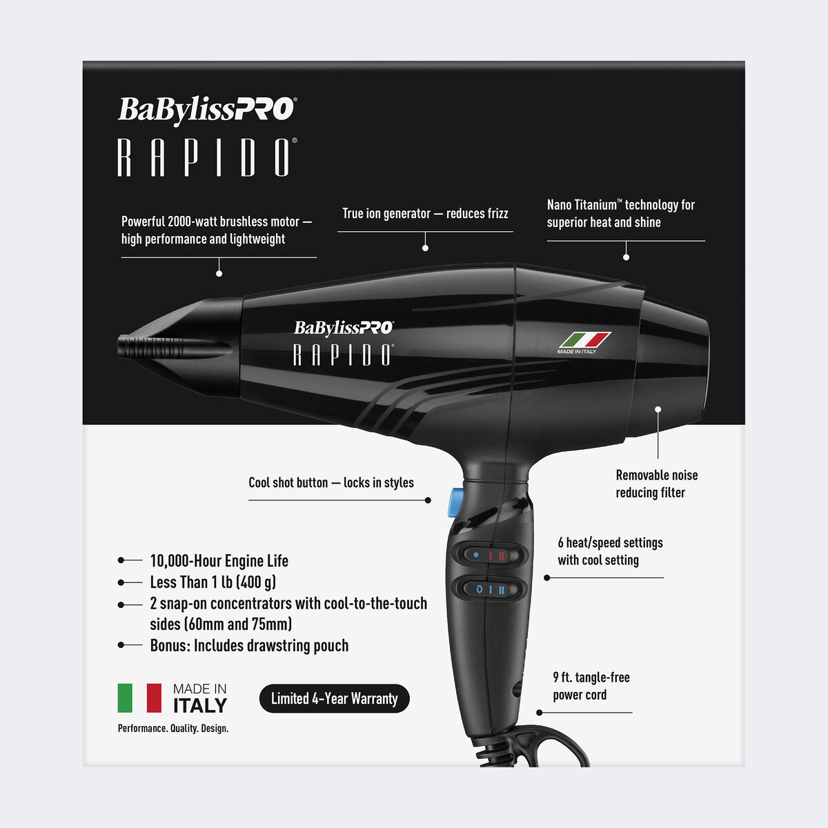 Secador BaBylissPRO® Rapido® (negro)