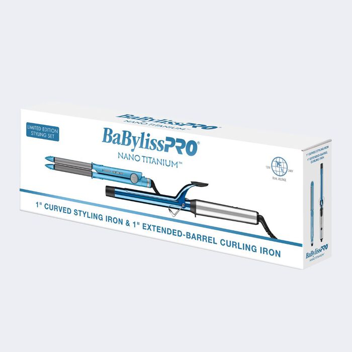 Juego de tenaza extralarga de 1 in y plancha alisadora/onduladora de 1 in BaBylissPRO® Nano Titanium™, edición limitada