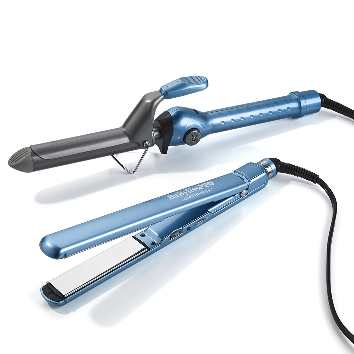 Juego de tenaza de resorte de 1.25 in y plancha alisadora ultradelgada de 1 in BaBylissPRO® Nano Titanium™