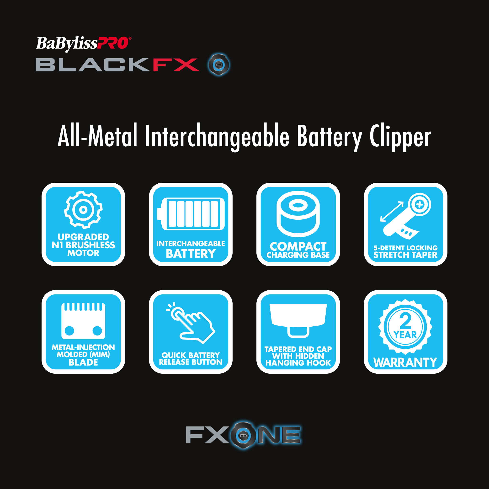 FXONE Black Cordless Clipper (FX899MB) | BaBylissPRO FXONE Black Cordless Clipper (FX899MB) | BaBylissPRO