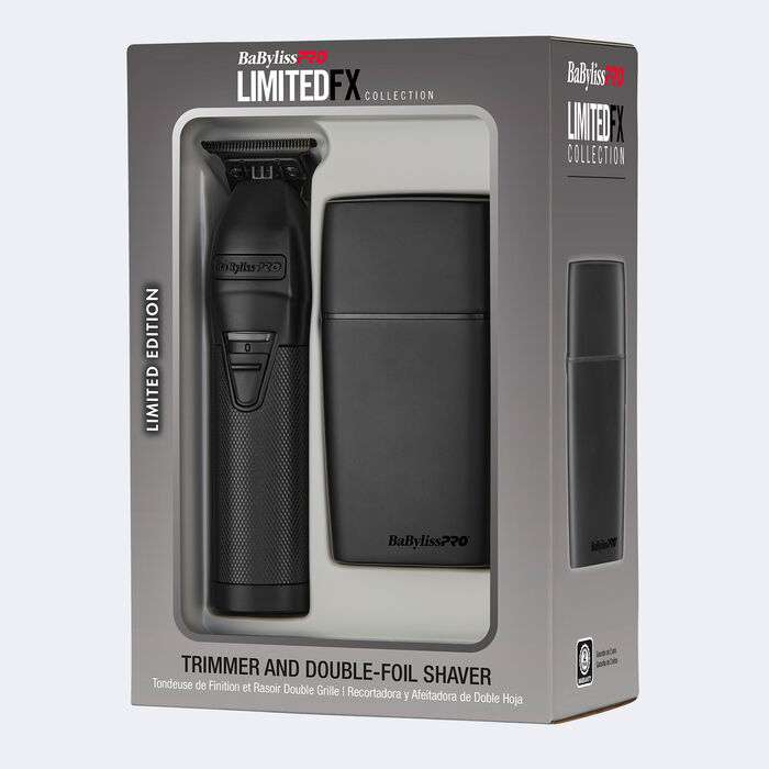 Juego de recortadora y afeitadora de doble hoja BaBylissPRO® LimitedFX, en negro mate
