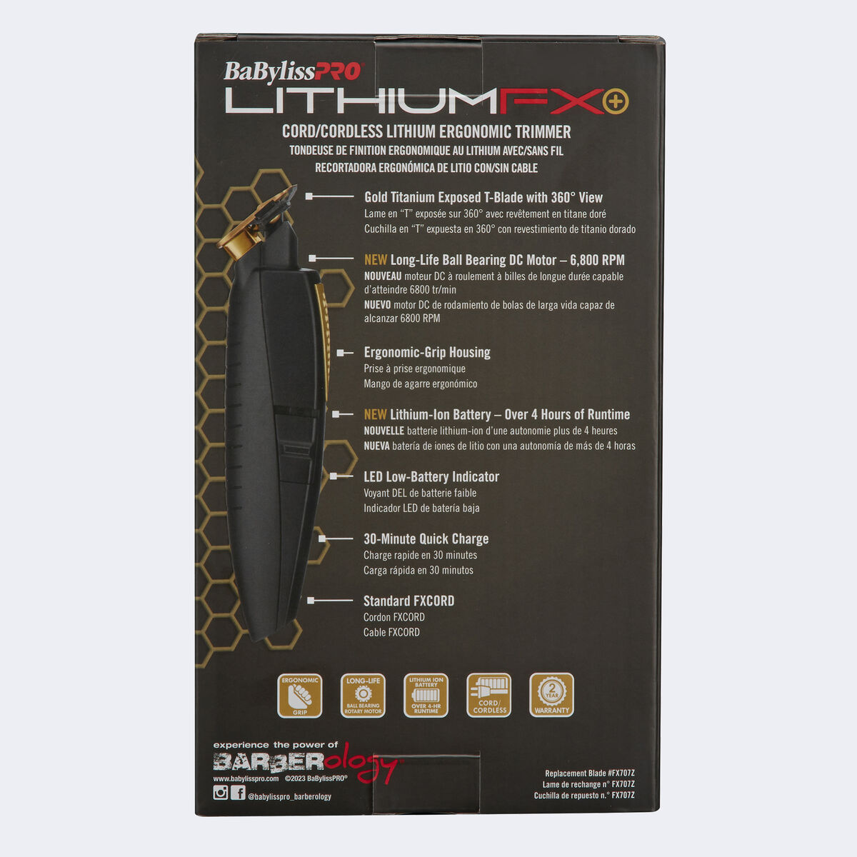 Recortadora ergonómica de litio con/sin cable LithiumFX de BaBylissPRO®