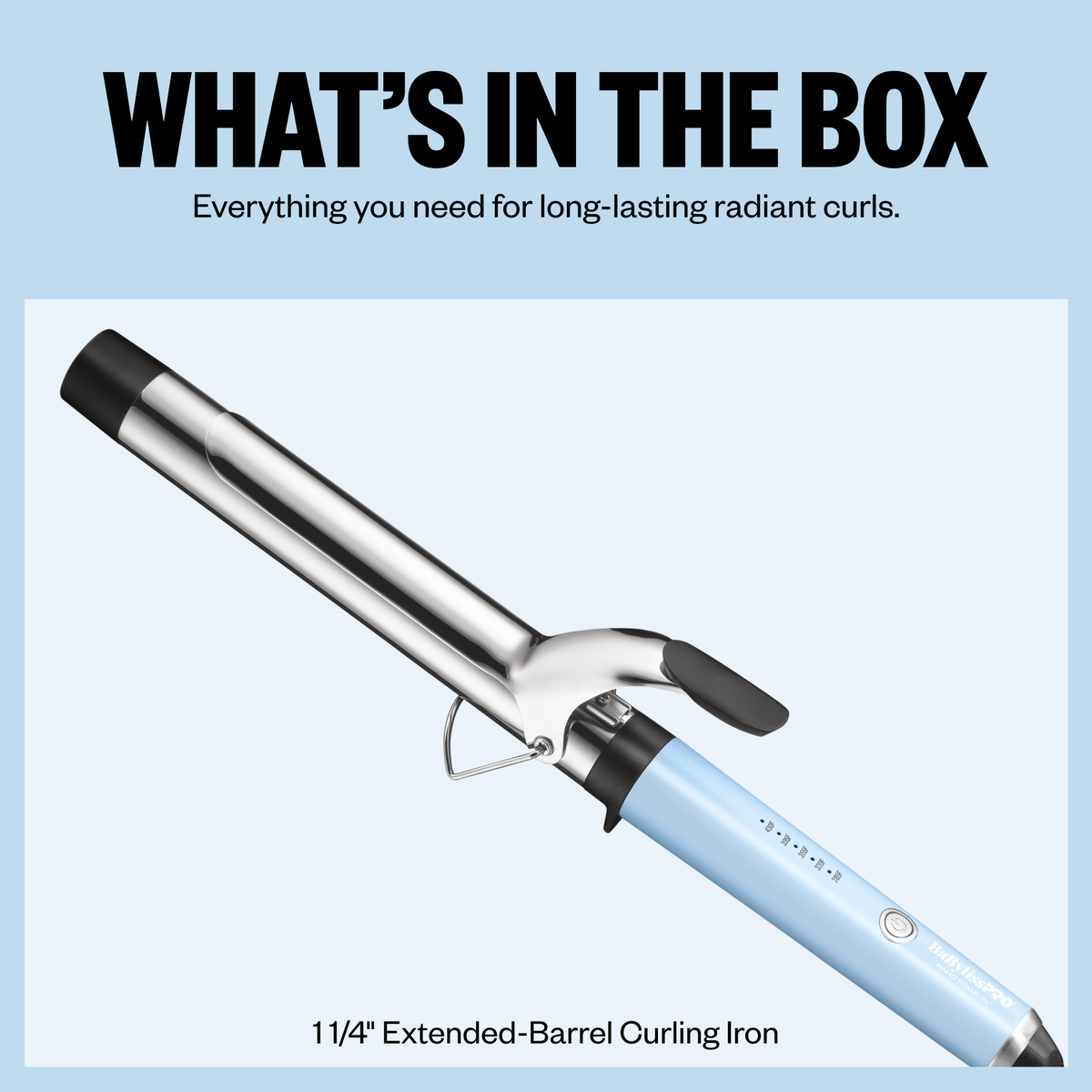 Tenaza con tubo modelador extralargo BaBylissPRO® Nano Titanium™, 1¼ in, de edición limitada (azul hielo)