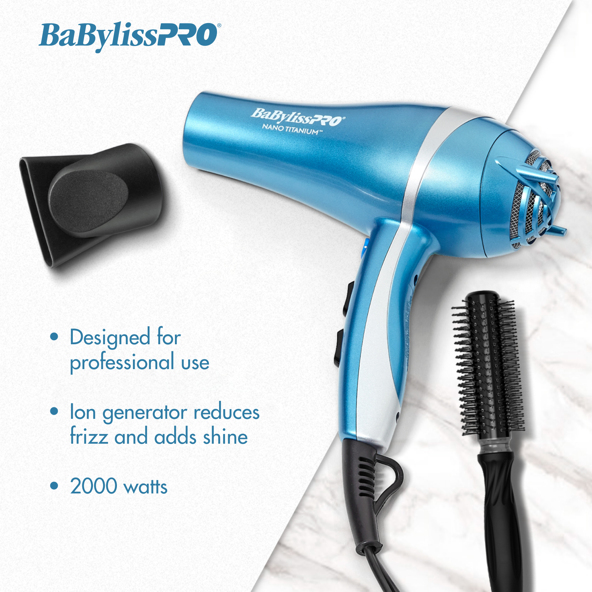 Babyliss Pro Nano Titanium 2000 Watt Blow Dryer BaBylissPRO Nano
