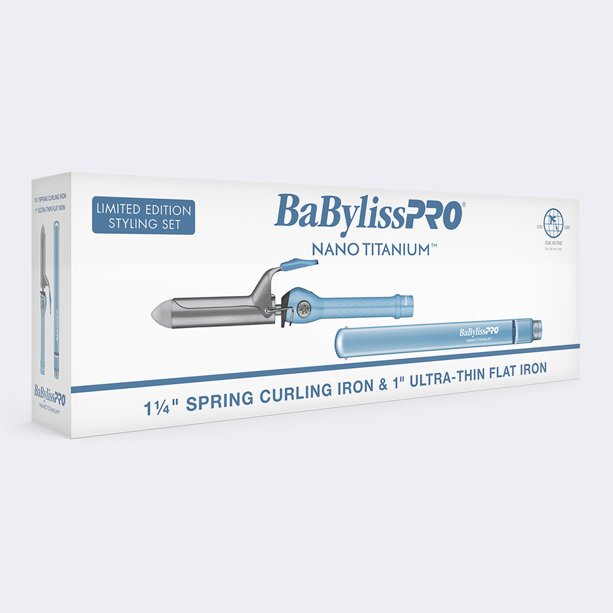 Juego de tenaza de resorte de 1.25 in y plancha alisadora ultradelgada de 1 in BaBylissPRO® Nano Titanium™