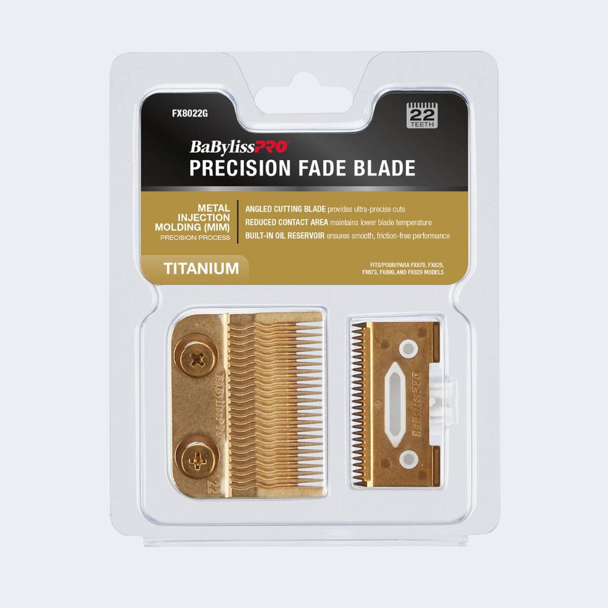Cuchilla para cortes Fade de precisión moldeada por inyección (MIM) de titanio dorado BaBylissPRO®