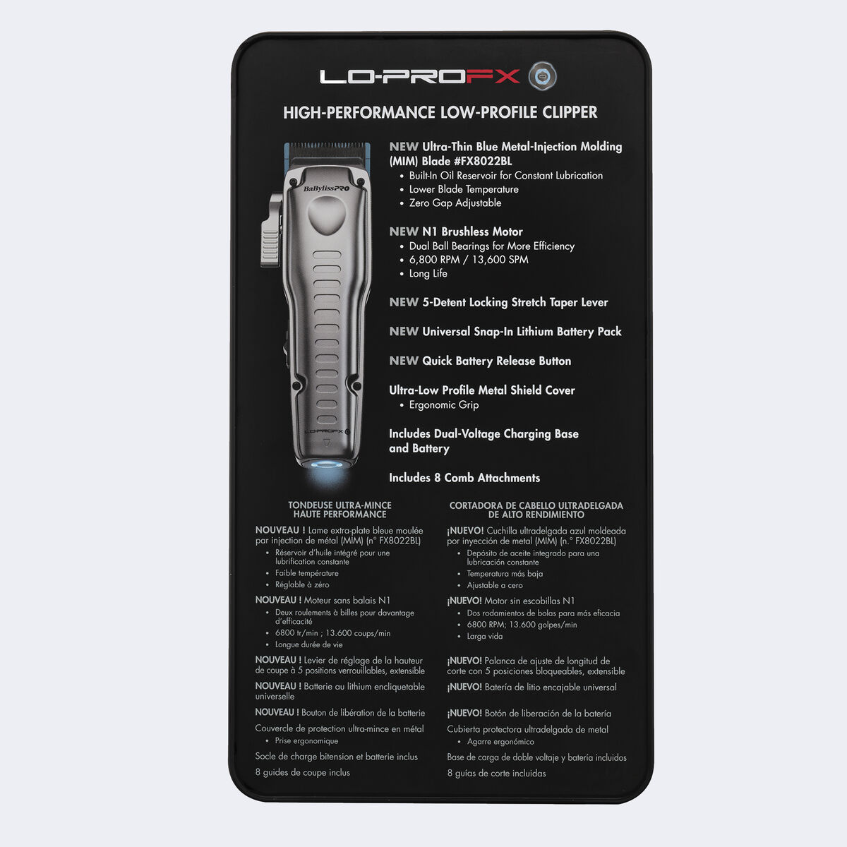 BaBylissPRO&reg; FXONE&trade; Lo-ProFX High Performance Low-Profile Clipper (Silver)