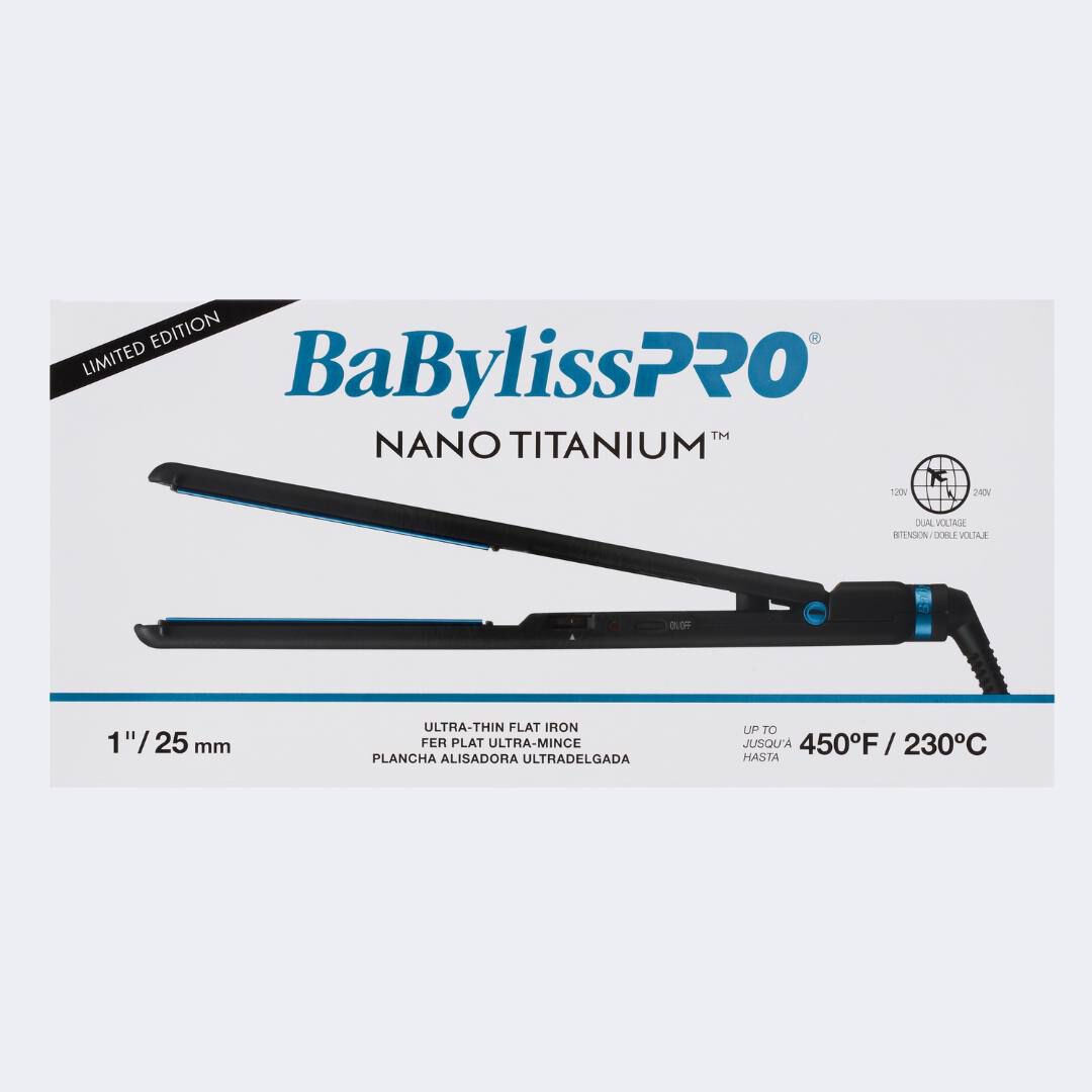 BaBylissPRO Nano Titanium Limited Edition Black Blue 1 Ultra Thin Flat Iron