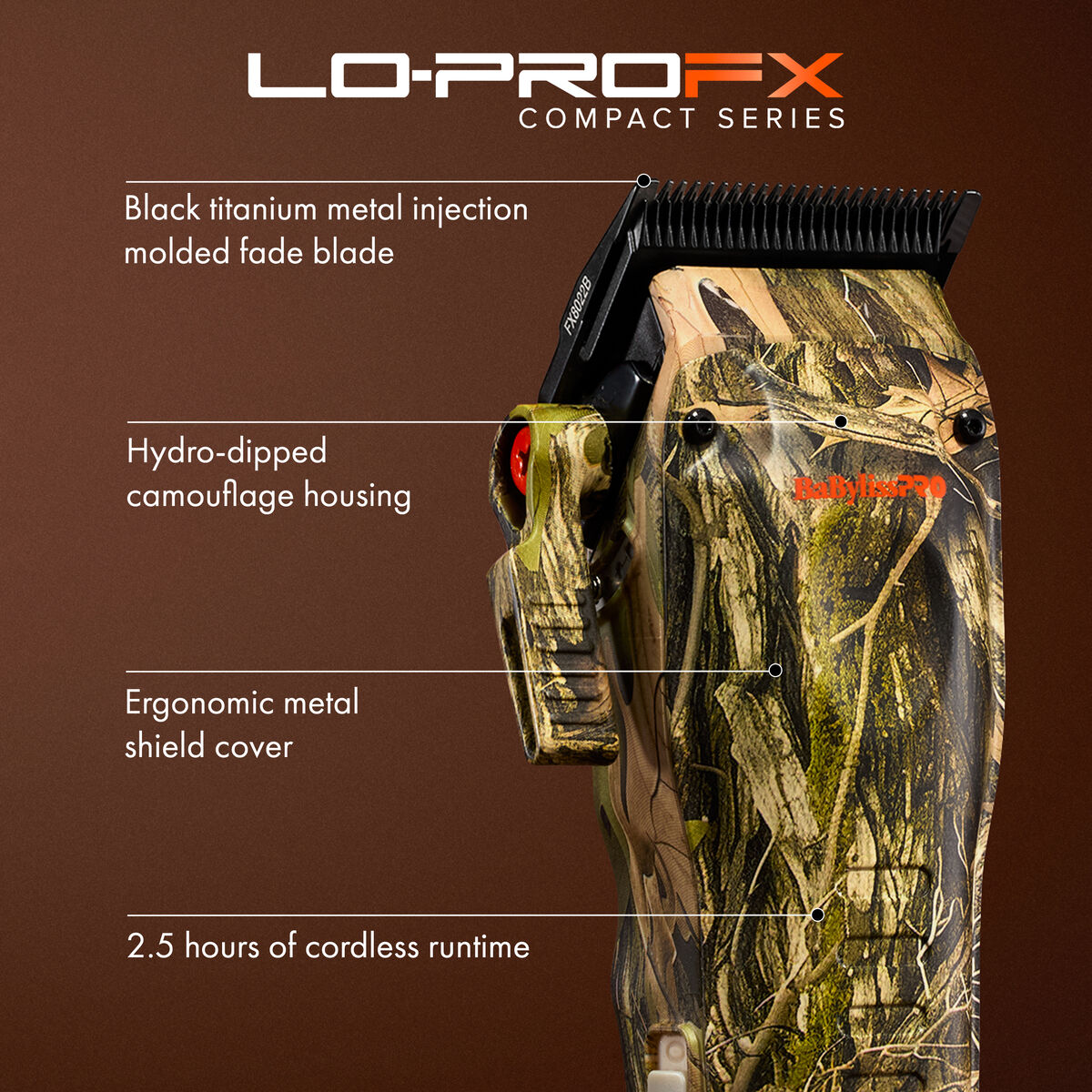 BaBylissPRO&reg; Limited Edition Camo Collection LO-PROFX Compact Clipper
