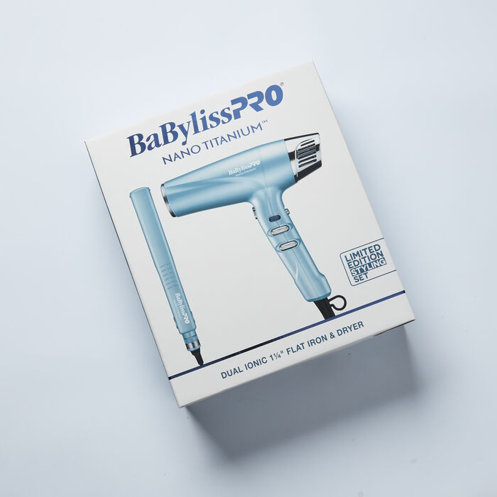 BaBylissPRO® Nano Titanium™ Dual Ionic 1¼" Flat Iron & Dryer Set