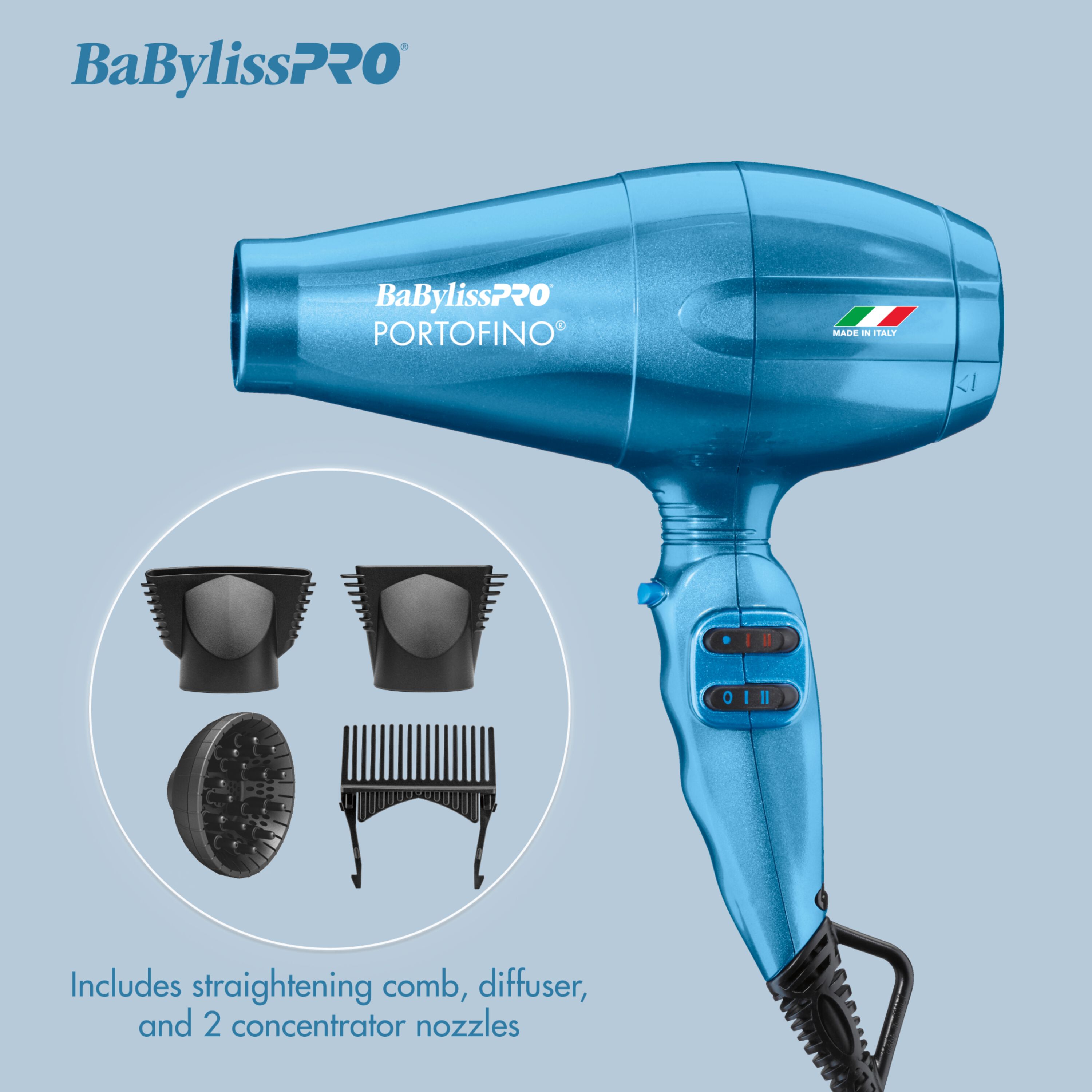 BaBylissPRO Nano Titanium Portofino Full-Size Dryer (BLUE)