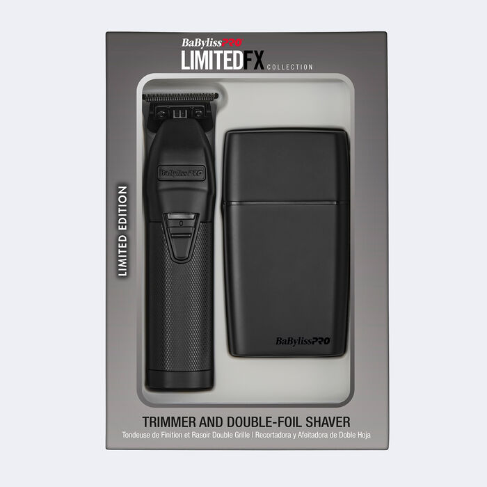 Juego de recortadora y afeitadora de doble hoja BaBylissPRO® LimitedFX, en negro mate