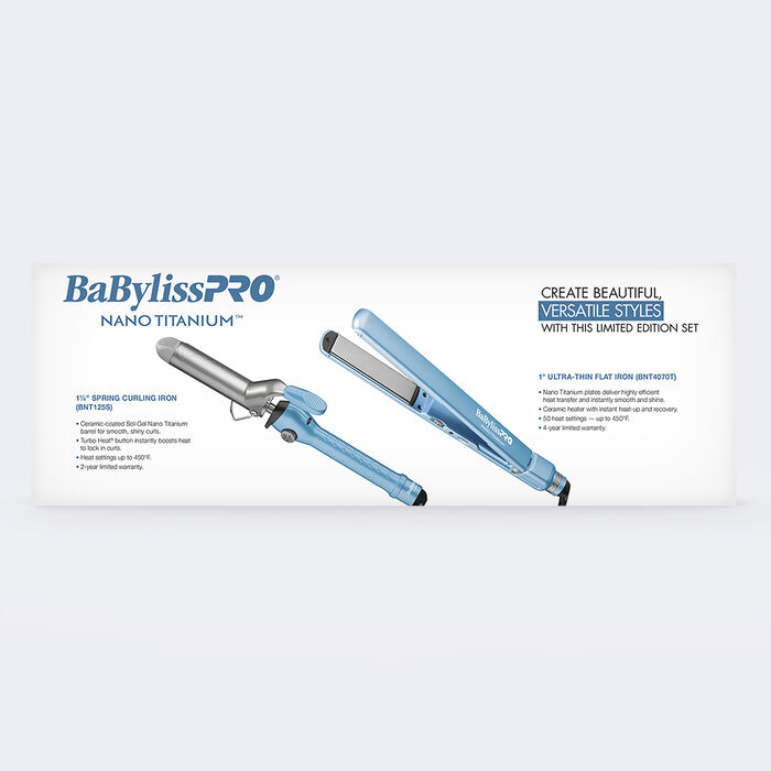 Juego de tenaza de resorte de 1.25 in y plancha alisadora ultradelgada de 1 BaBylissPRO® Nano Titanium™