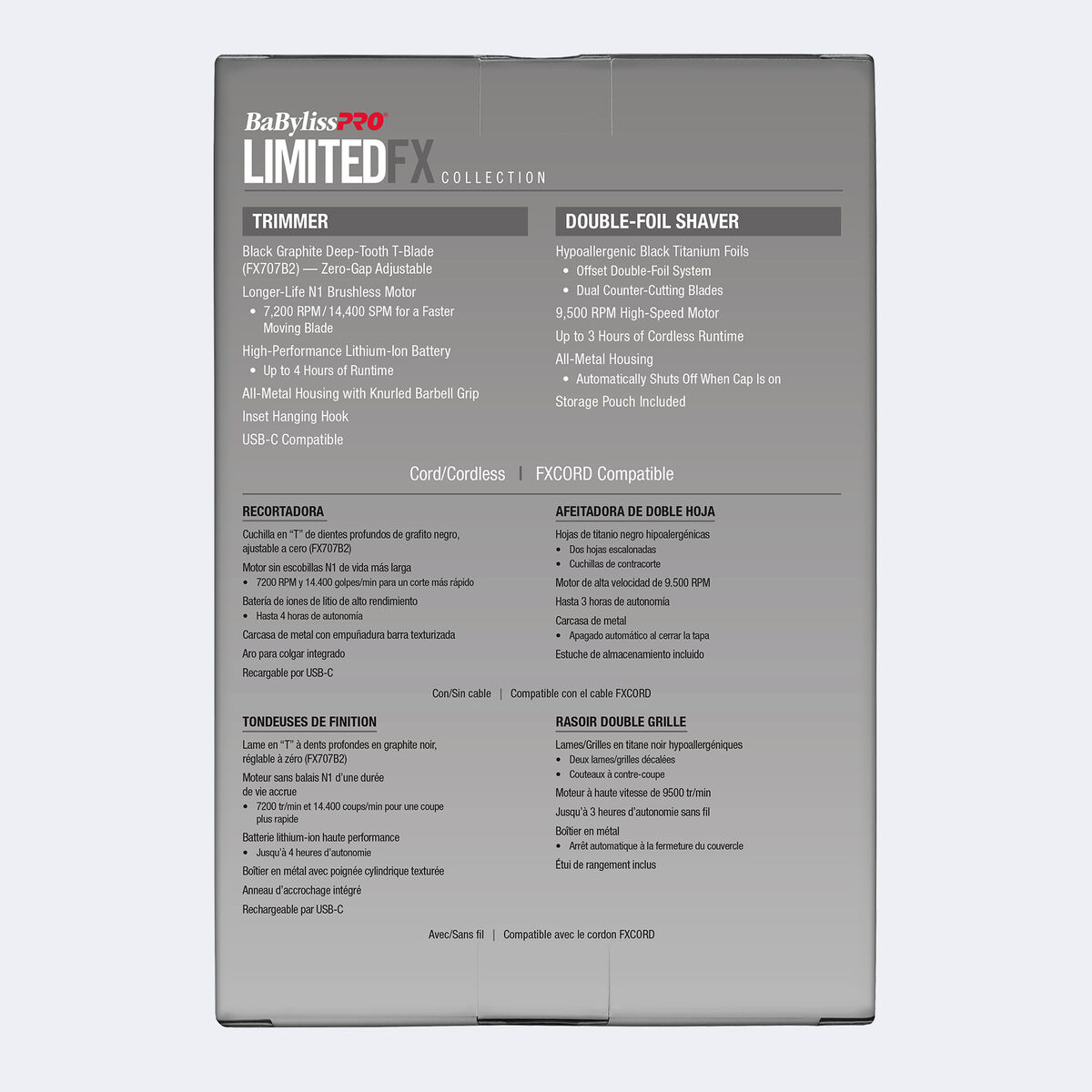 BaBylissPRO&reg; LimitedFX Silver Trimmer and Double-Foil Shaver Gift Set