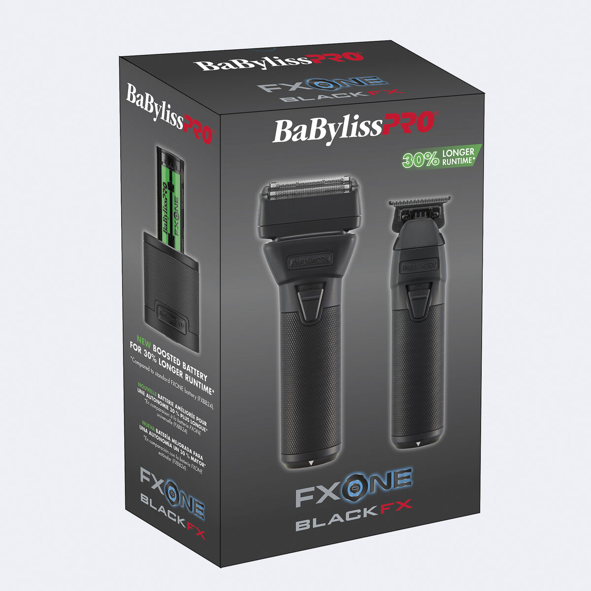 Juego de recortadora y afeitadora de doble hoja​​​​​​​ FXONE™ BLACKFX de BaBylissPRO®
