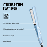 Plancha alisadora ultradelgada digital BaBylissPRO® Nano Titanium™, 1 in, de edición limitada (azul hielo)