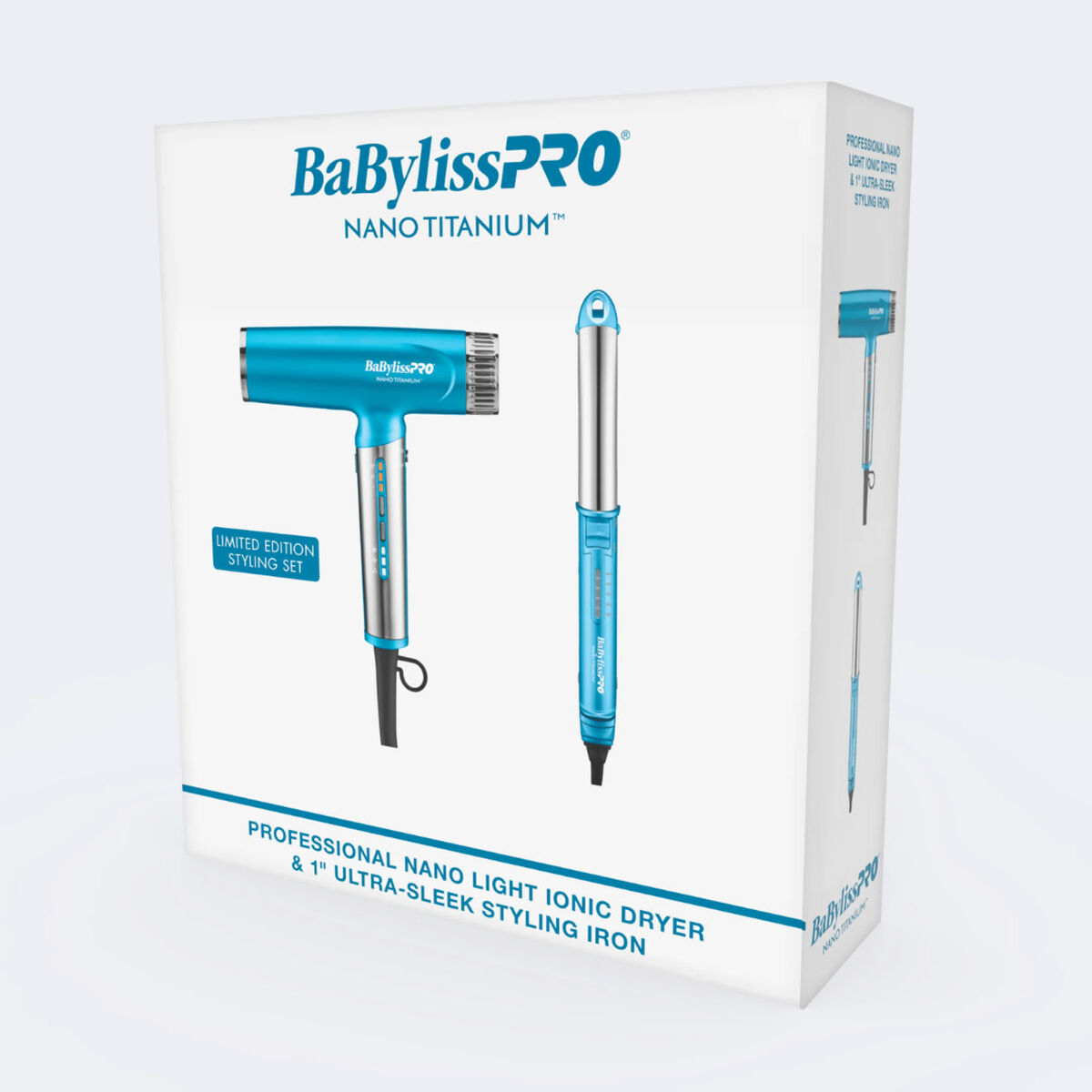BaBylissPRO&reg; Nano Titanium&trade; Nano Light Ionic Dryer & 1" Ultra-Sleek Styling Iron Prepack