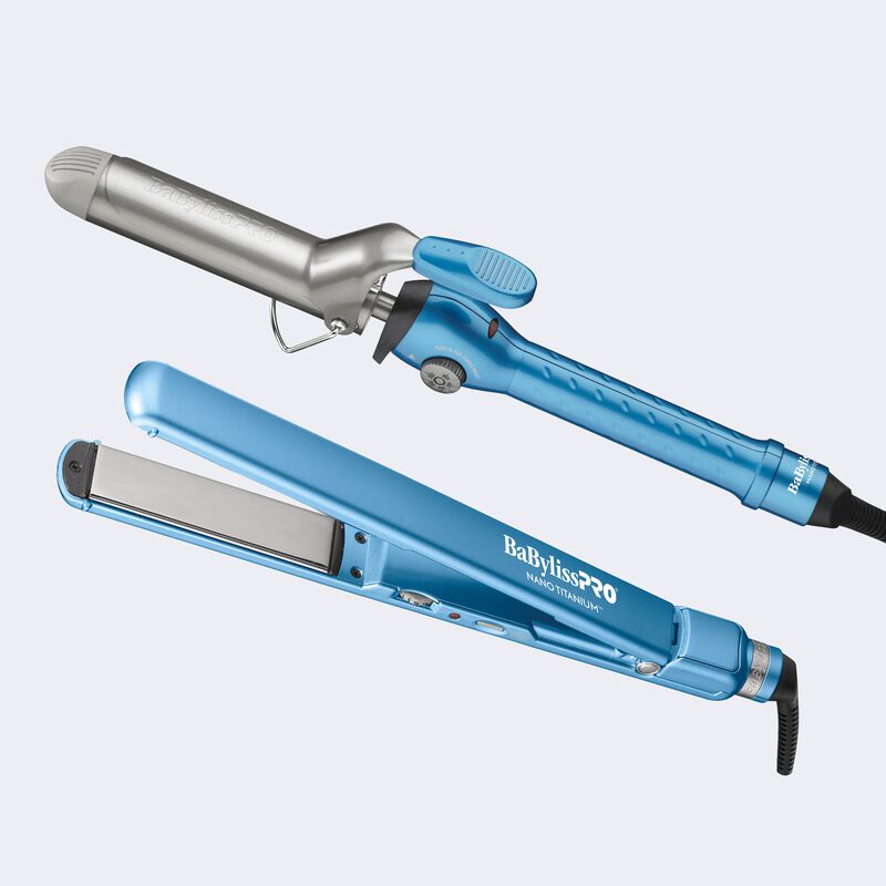 BaBylissPRO&reg; Nano Titanium&trade; 1&frac14;" Spring Curl Iron & 1" Ultra-Thin Flat Iron Prepack