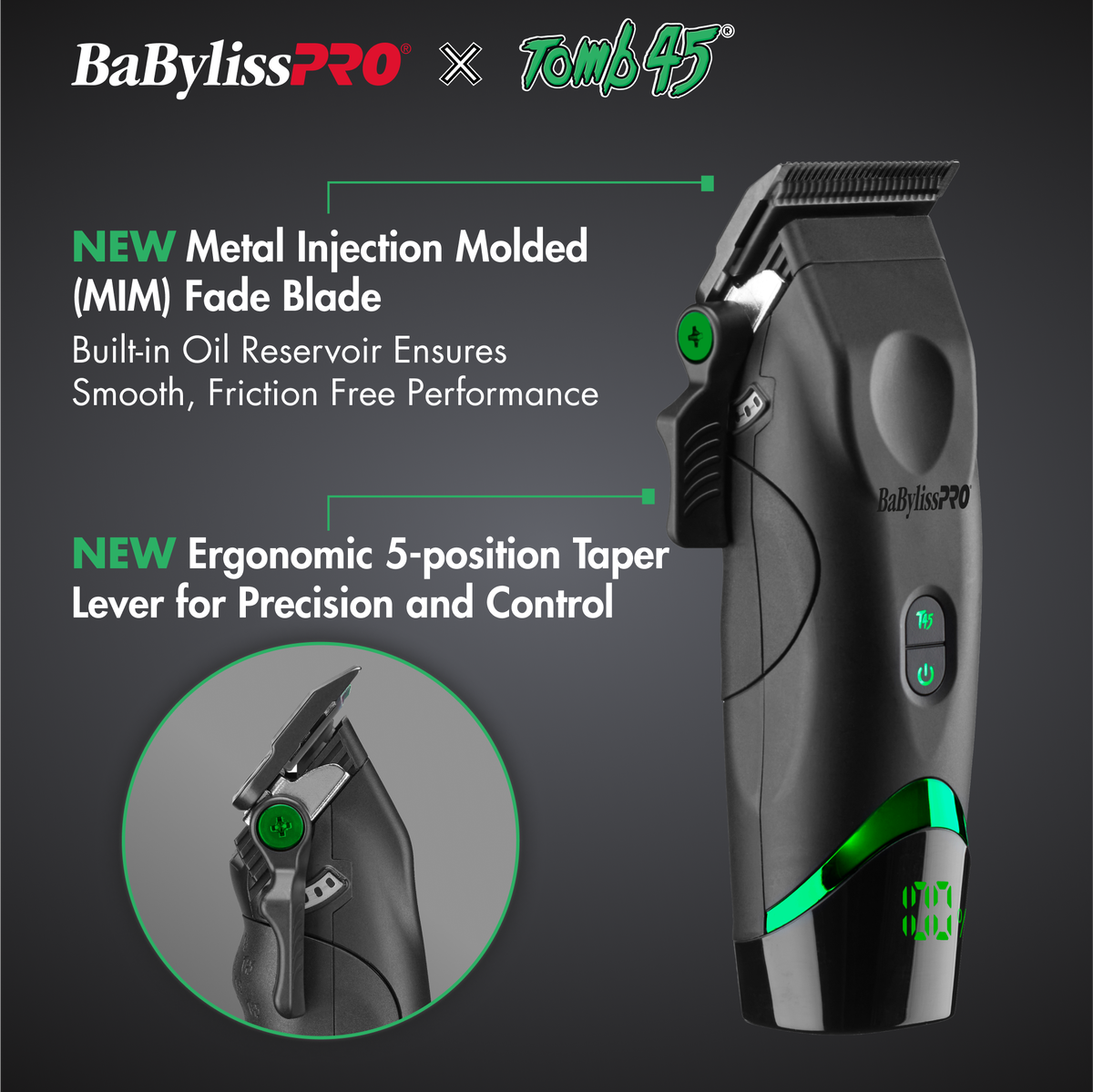 BaBylissPRO&reg; x Tomb45&reg; Wireless-Charging Clipper