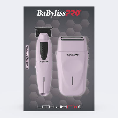 Juego de recortadora y afeitadora de doble hoja LithiumFX+ de BaBylissPRO®, edición limitada (rosa)
