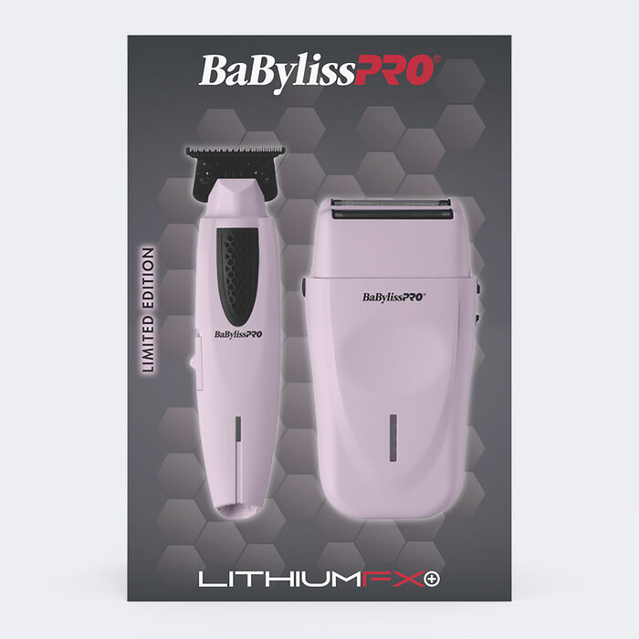 Juego de recortadora y afeitadora de doble hoja LithiumFX+ de BaBylissPRO®, edición limitada (rosa)