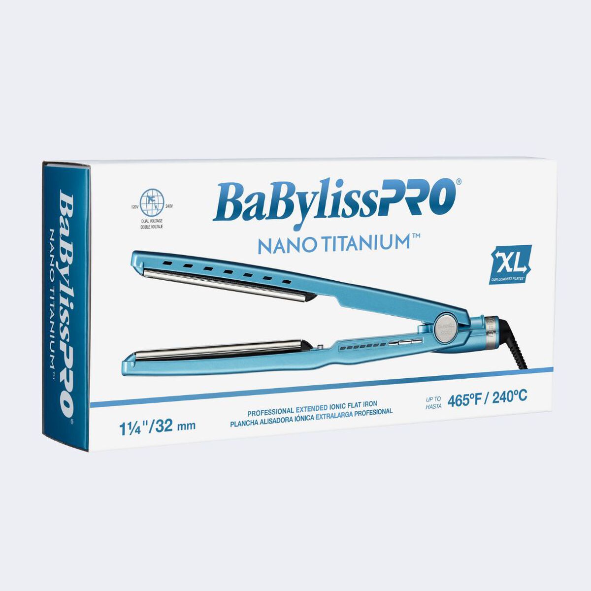 Plancha alisadora iónica profesional extralarga de 1-1/4 in BaBylissPRO® Nano Titanium™