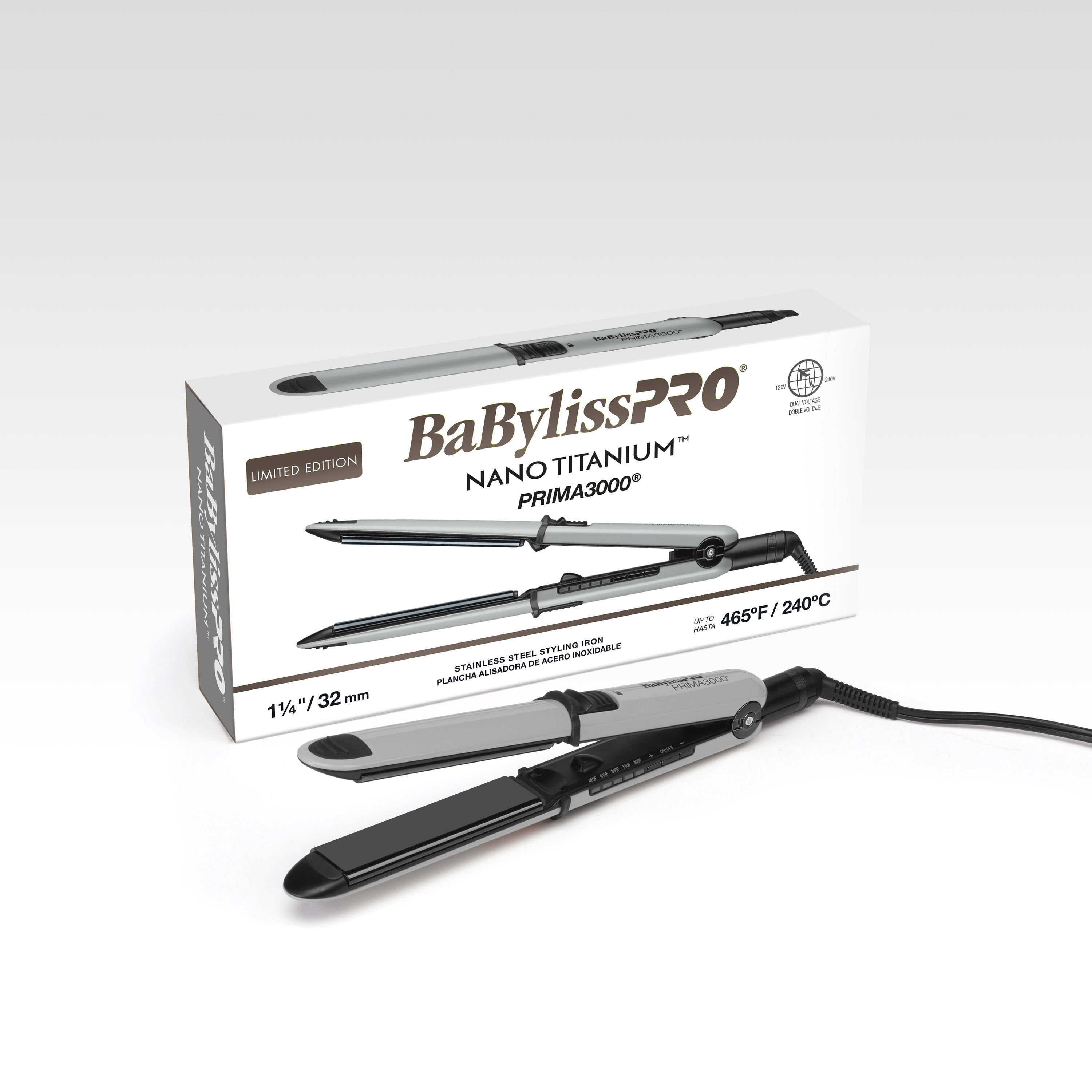 BaBylissPRO PRIMA3000 ヘアアイロン 32mm Nano Titanium 1.25