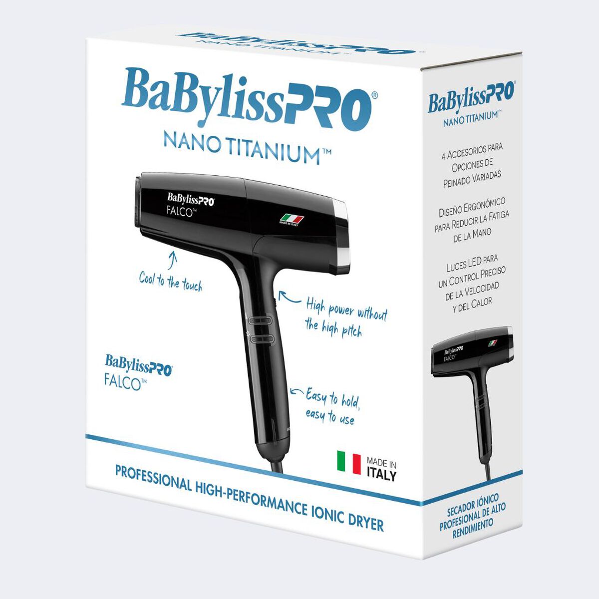 BaBylissPRO&reg; Nano Titanium&trade; Professional Italian High-Speed Falco Dryer (Black)