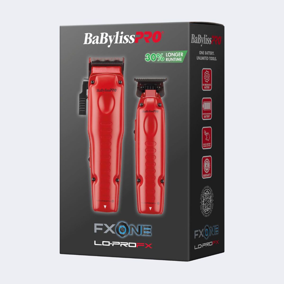Juego de cortadora y recortadora FXONE™ Lo-ProFX de BaBylissPRO® con batería mejorada, en rojo mate (edición limitada)