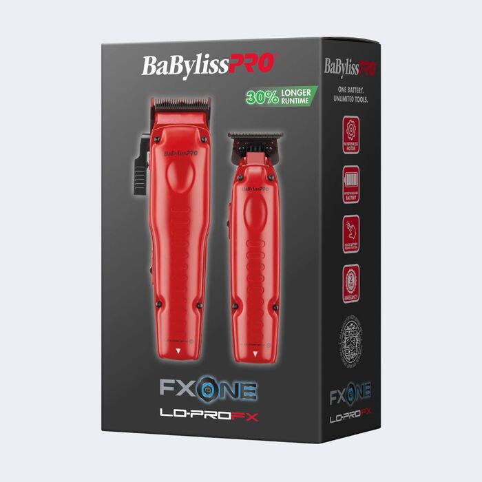 Juego de regalo de cortadora y recortadora FXONE™ Lo-ProFX de BaBylissPRO® con batería mejorada, edición limitada, rojo mate