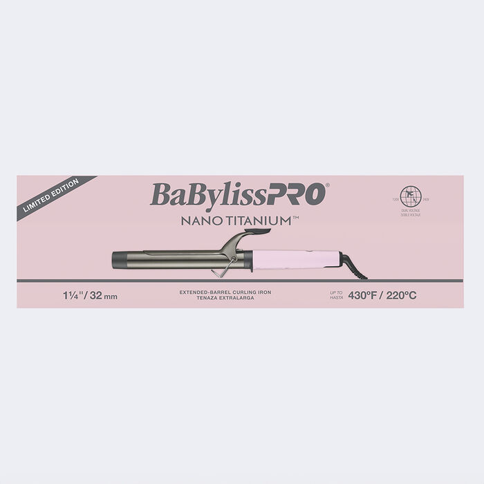 Tenaza extralarga de 1.25 in BaBylissPRO® Nano Titanium™ de edición limitada (rosa)