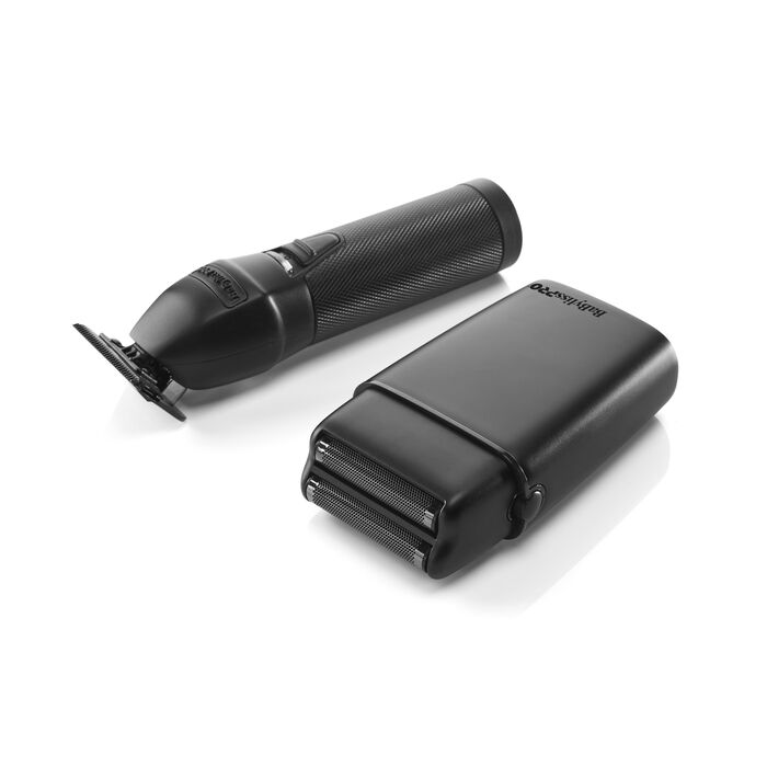 Juego de recortadora y afeitadora de doble hoja BaBylissPRO® LimitedFX, en negro mate