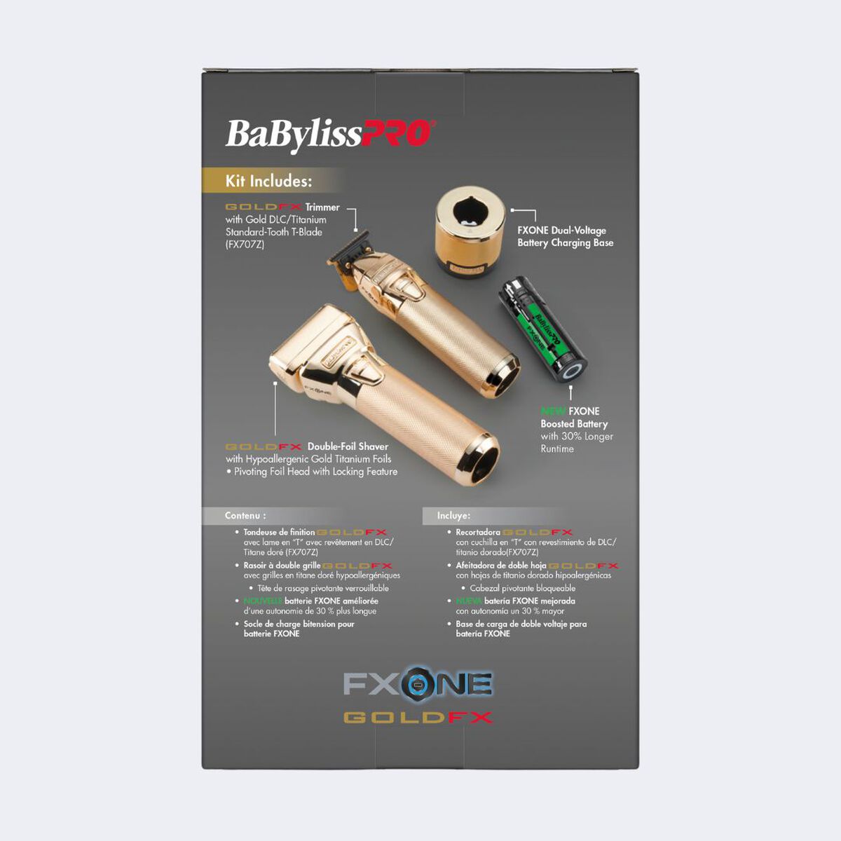 Juego de recortadora y afeitadora totalmente metálica BaBylissPRO® FXONE GoldFX - Edición limitada