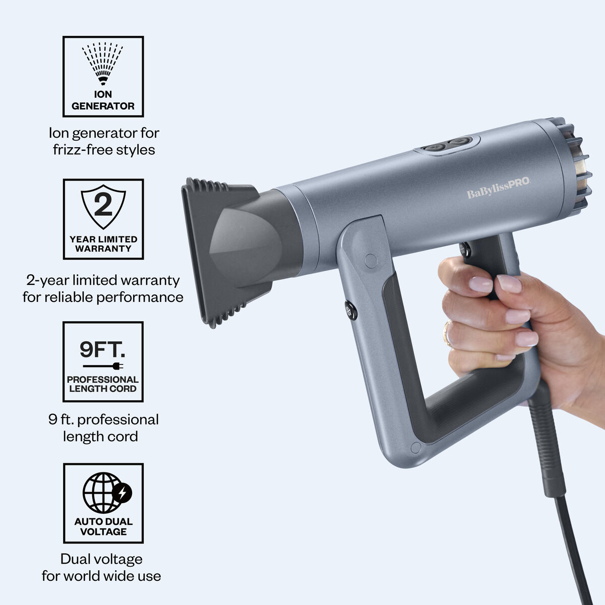Secador de cabello de alta velocidad BaBylissPRO® The Airsquare™, alta resolución 12