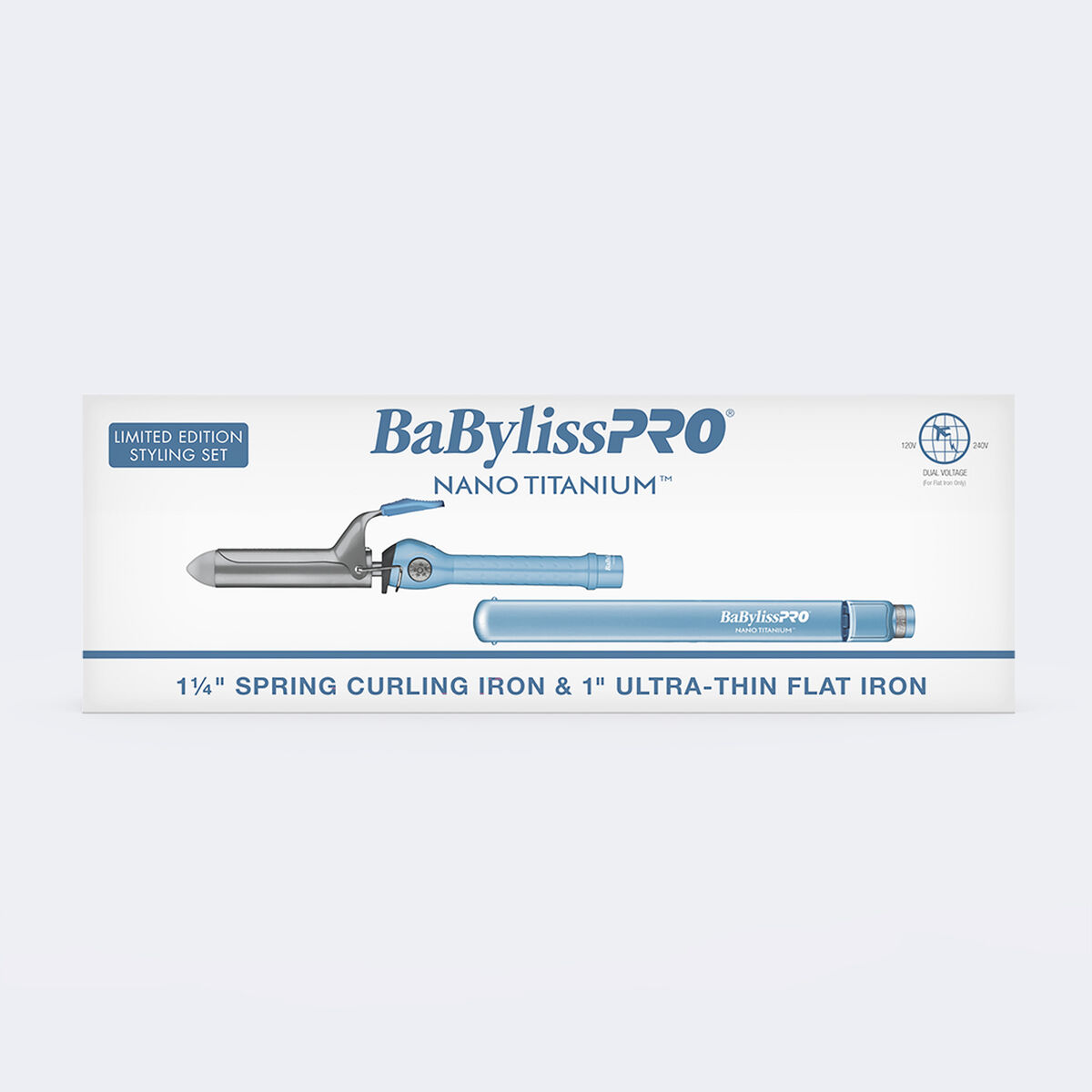 Juego de tenaza de resorte de 1.25 in y plancha alisadora ultradelgada de 1 in BaBylissPRO® Nano Titanium™